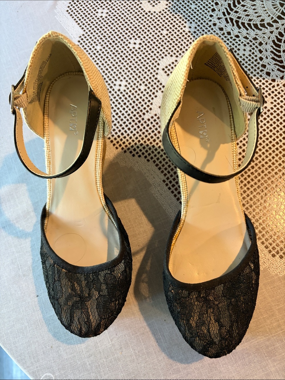 Apt. 9 Black Lace Ankle-Strap Heels